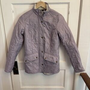 Barbour Women's Lavender Cavalry Polarquilt Jacket Lined Pockets Size 4 $280